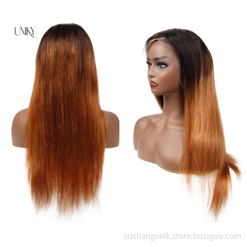 Uniky 1B 4 30 Blonde Brazilian Straight Lace Front Wig 13x4 Colored Ombre Human Hair Wigs Pre Plucked Remy Brown Lace Front Wig